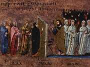 Великий Вторник. Притча о десяти девах. VI в. Миниатюра Евангелия из Россано. Музей в Россано, Италия