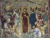 Великая Пятница. Уничижение Христа. Фреска Старо-Нагорично, Македония. XII-XIV в.